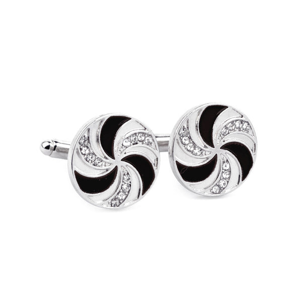Crystal Swirl Round Cufflinks