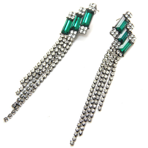Touching Rectangles Tassel Earrings