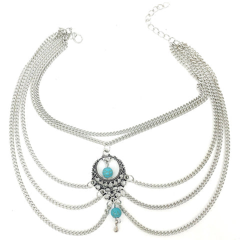 Turquoise Beads Tassel Foot Chain Anklet