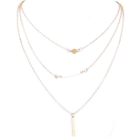 Layered Beads Bar Necklace