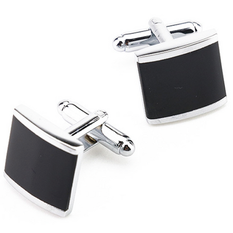 Black with Silver Edge Cufflinks