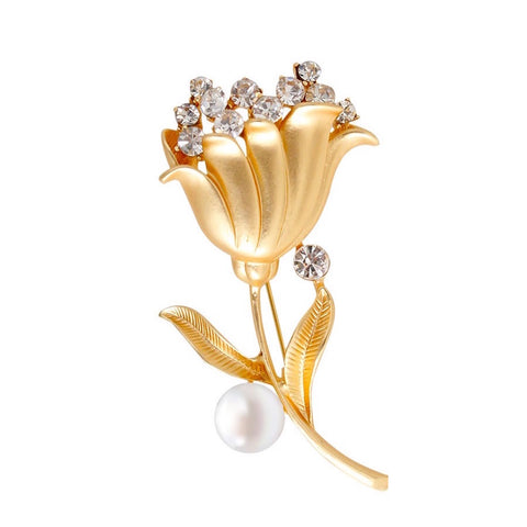 Flower with Pearl Brooch