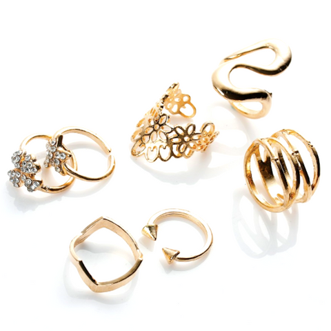 Snake & Flower Rings Set