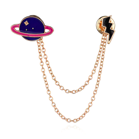 Planet & Lightening Collar Pin