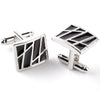 Black Enamel Abstract Lines Design Cufflinks