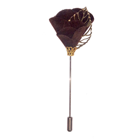 Brown Metal Leaf Vintage Lapel Pin
