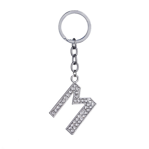 Letter M Crystal Charm Keychain