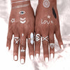 Om and Natural Stone Rings Set