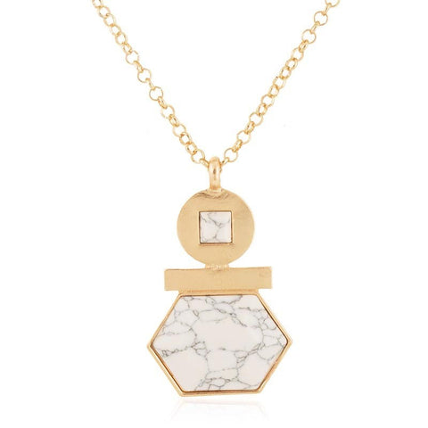 Hexagon Bar Circle Linked Necklace