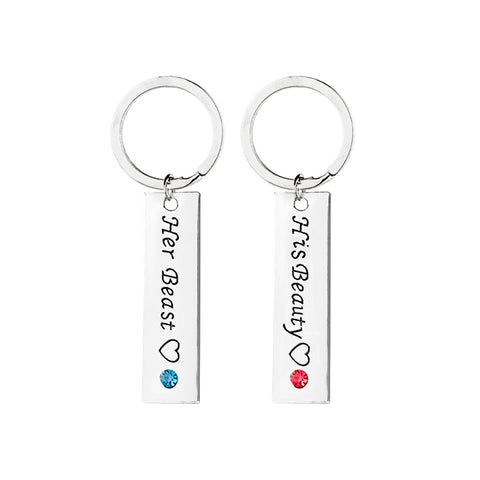 HIS BEAUTY HER BEAST Couple Keychain