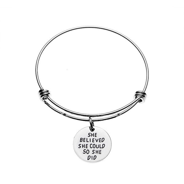 SHE BELIEVED SHE COULD SO SHE DID Engraved Charms Bracelet