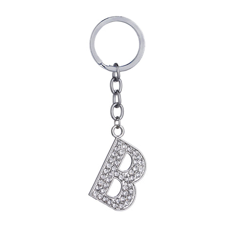 Letter B Crystal Charm Keychain