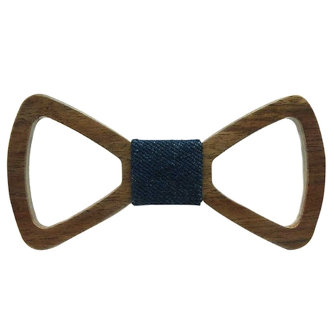 Blue Denim Centered Wooden Bowtie