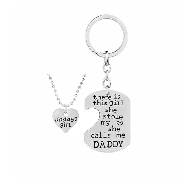 THERE IS THIS GIRL SHE STOLE MY HEART SHE CALLS ME DADDY Family Keychain Set