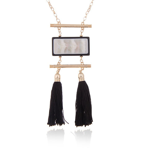 Shell Embellished Tassel Necklace