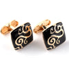 Swirl Pattern Black Enamel Cufflinks