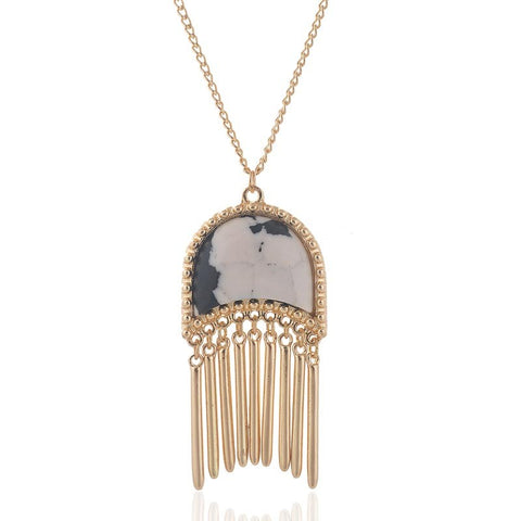Geometric Snowflakes Semicircle Necklace