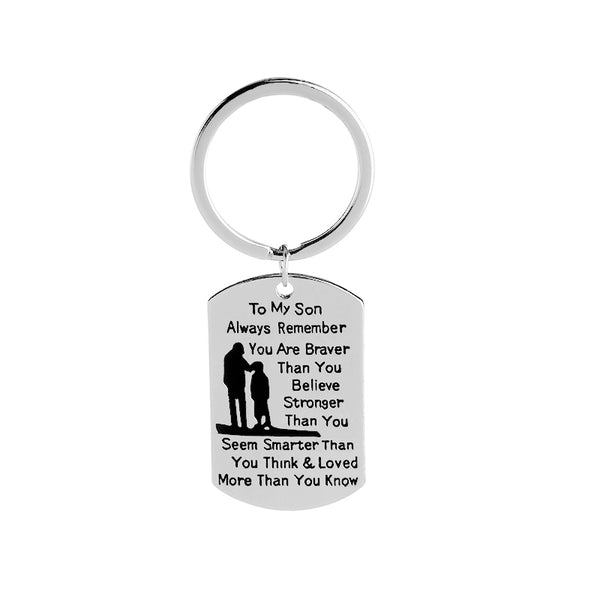 Inspirational Words to MY SON Quote Engraved Keychain