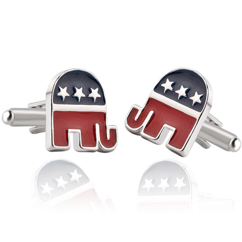 The Republican Logo Elephant Stars Enamel Cufflinks