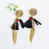 Feather Chain Tassel Earrings