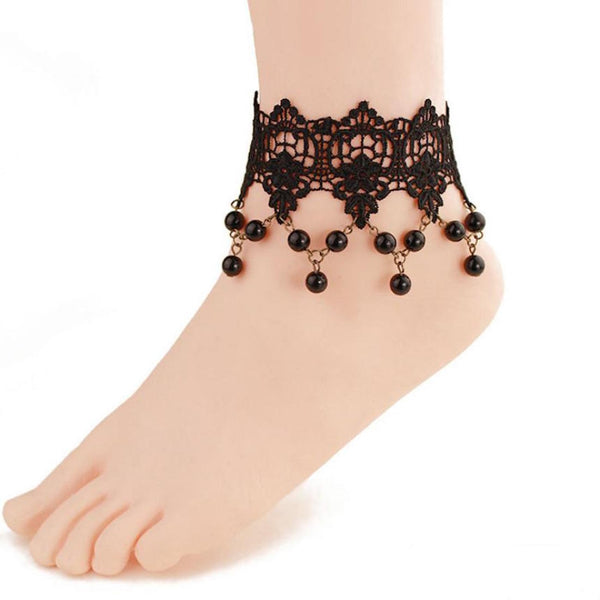 Vintage Lace & Bead Anklet