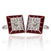 Maroon Edged Crystals Embellished Cufflinks