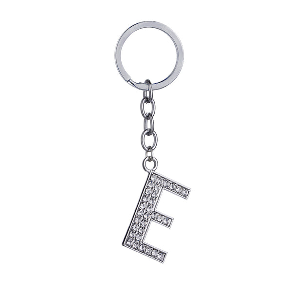 Letter E Crystal Charm Keychain