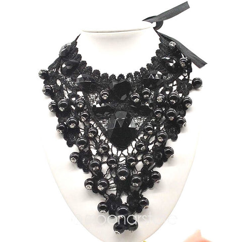 Vintage Beaded Lace Necklace
