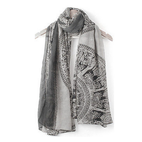 Circular Deers Print Scarf