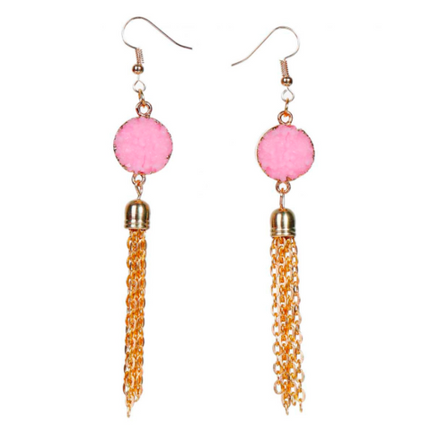 Druzy Tassel Drop Earrings