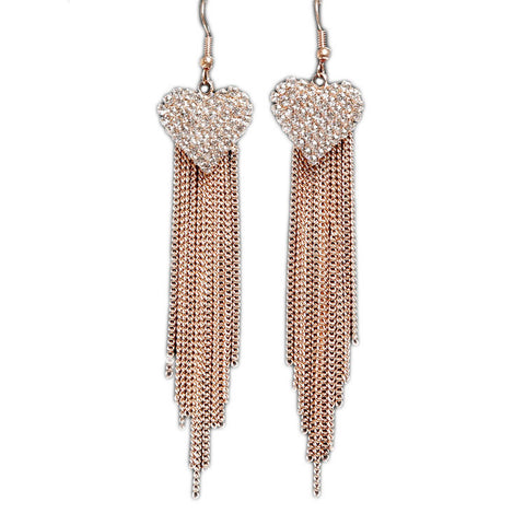 Heart Tassel Dangle Earrings