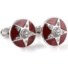 Crystal Red Enamel Pentagram Round Cufflinks