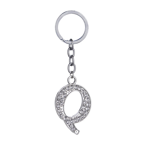 Letter Q Crystal Charm Keychain
