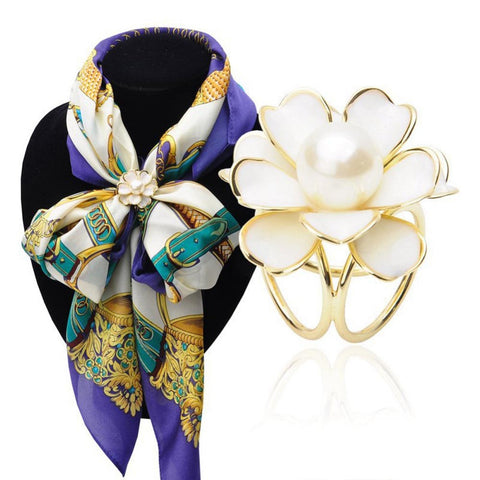 Pearl Camellia Scarf Ring