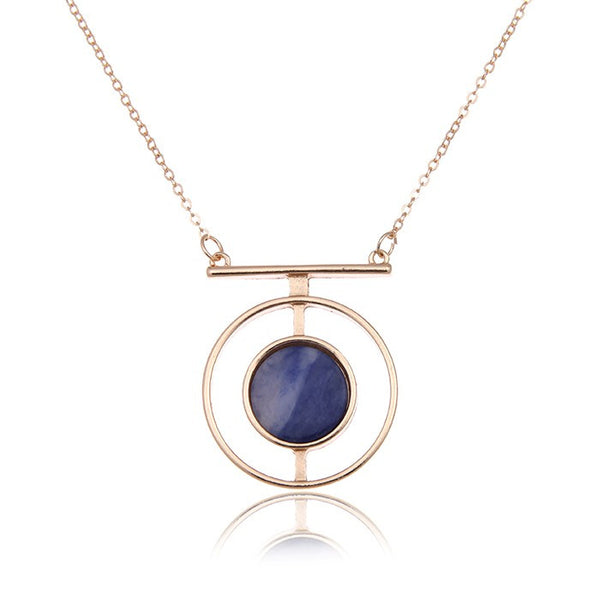 Hollow Circle Stone Necklace