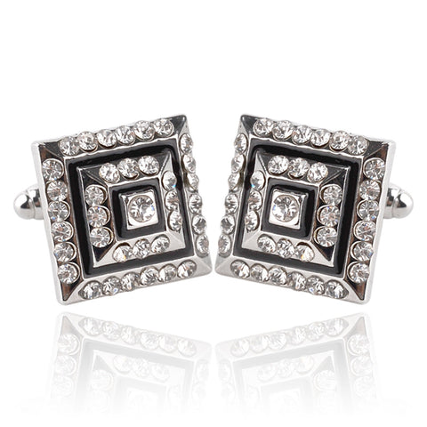 Square Grid Crystal Embellished Cufflinks