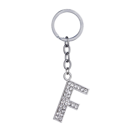 Letter F Crystal Charm Keychain