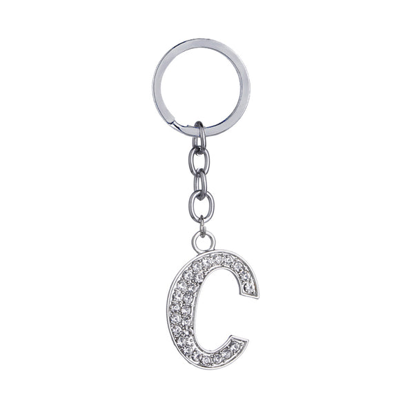 Letter C Crystal Charm Keychain