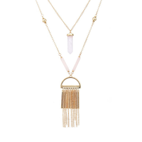 Marble Bullet Tassel Necklace