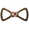 Red/White Checks Centered Wooden Bowtie