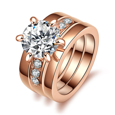 Imitiation Solitaire Wedding Rings Set