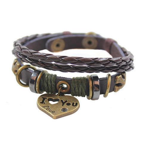 I Love You Valentine Leather Bracelet