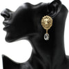 Crystal Lion Head Stud Earrings