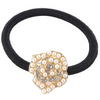 Embellished Rose Metal Charm Elastic Ponytail Band