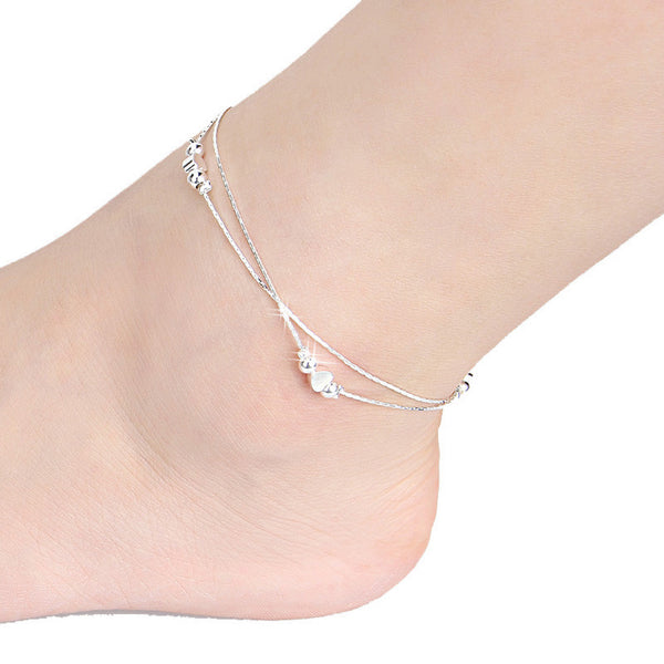 Heart & Beads Layered Anklet