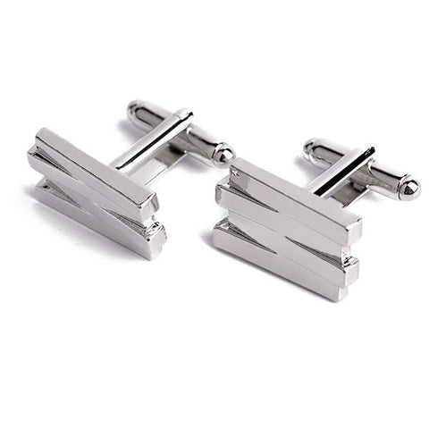 Geometric Overlapping Bars Pattern Cufflinks