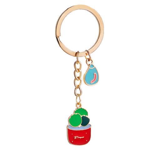 Colorful Enamel Succulent Plants Shaped Keychain