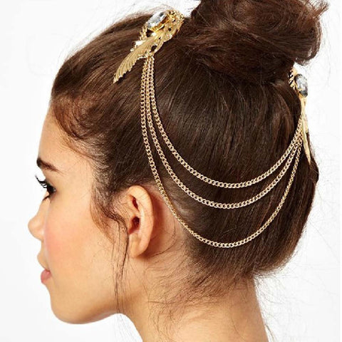 Crystal Leaf Tassel Hairpin