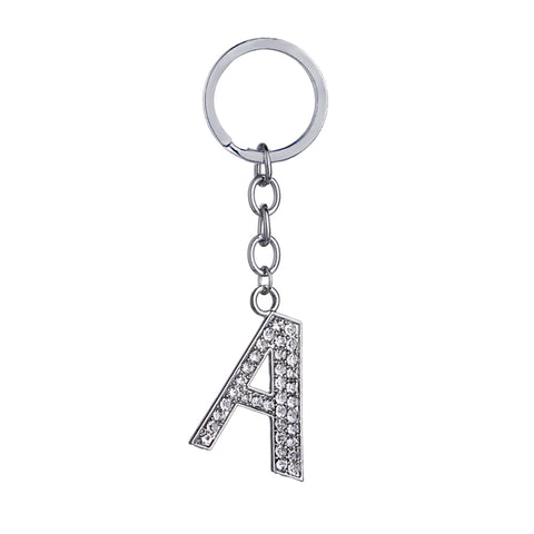 Letter A Crystal Charm Keychain
