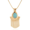 Oval Drop Metal Fringes Necklace